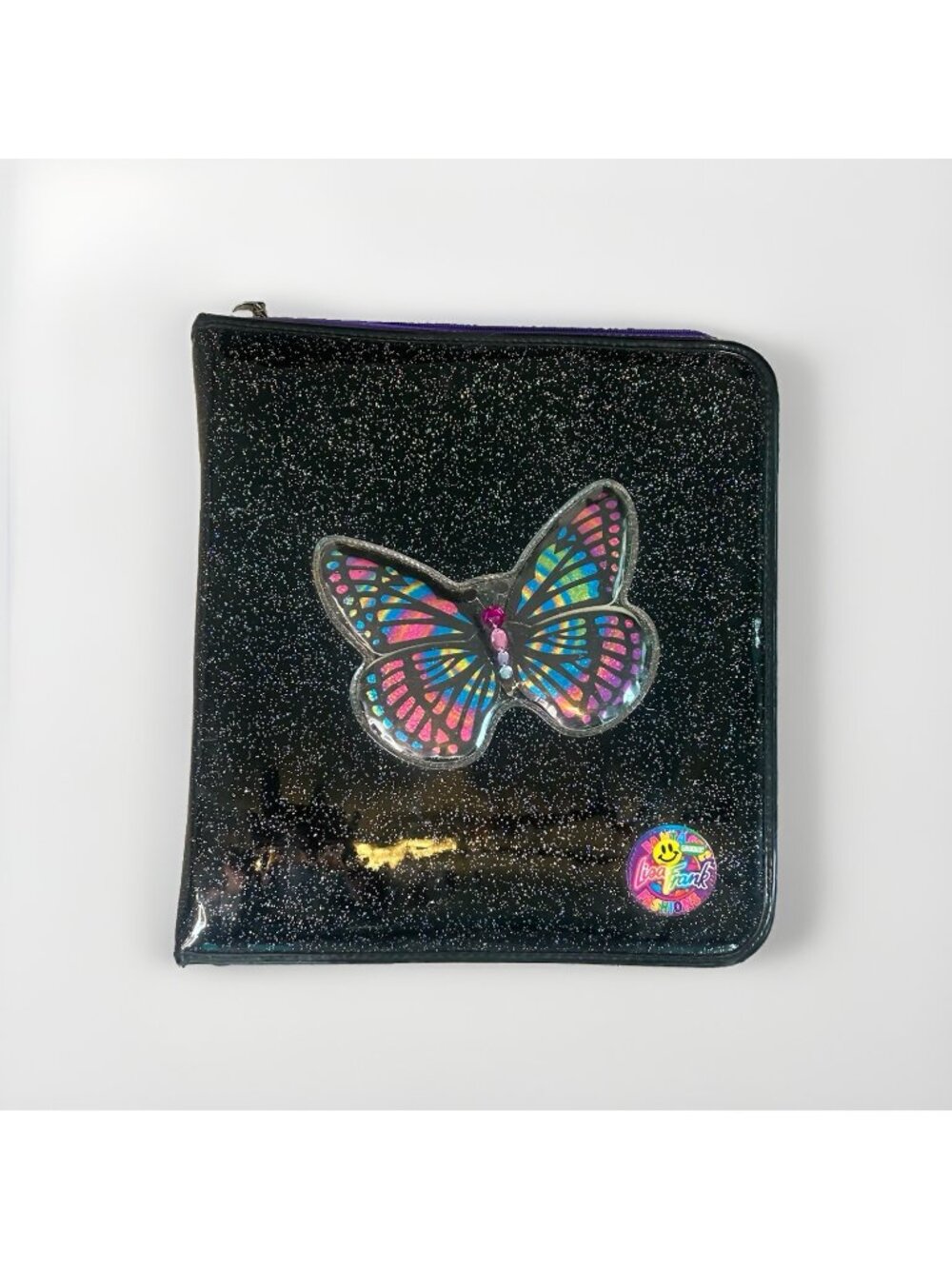 Lisa Frank Y2K Butterfly Glitter Zip Binder Trapper Keeper Organizer Vintage Vtg - Picture 1 of 16